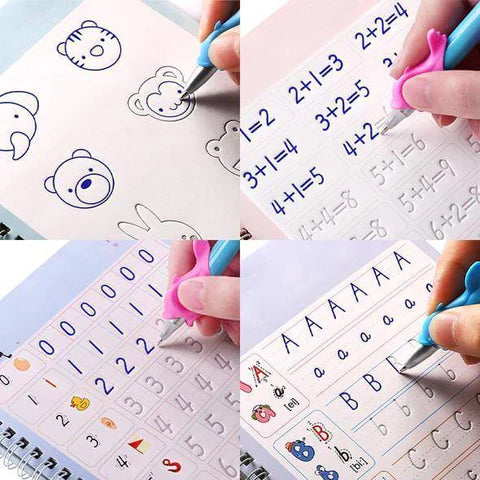 Write Sank Writing Magic Book reusable handwriting practice copybook set for kids with alphabet learning, numbers, drawing activities, magic pen, and preschool educational worksheets.